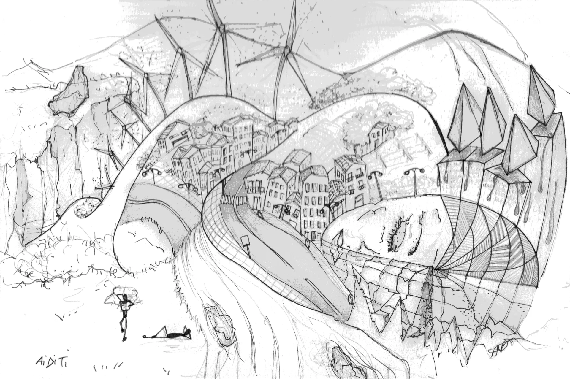 The Sleeping Beauty — intricate surreal drawing by AiDiTi
